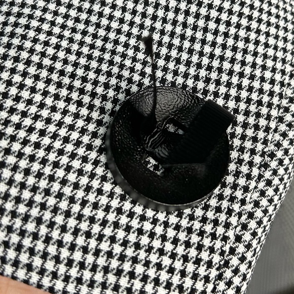 Houndstooth plaid black and white two button front lined suit jacket blazer - Picture 13 of 16